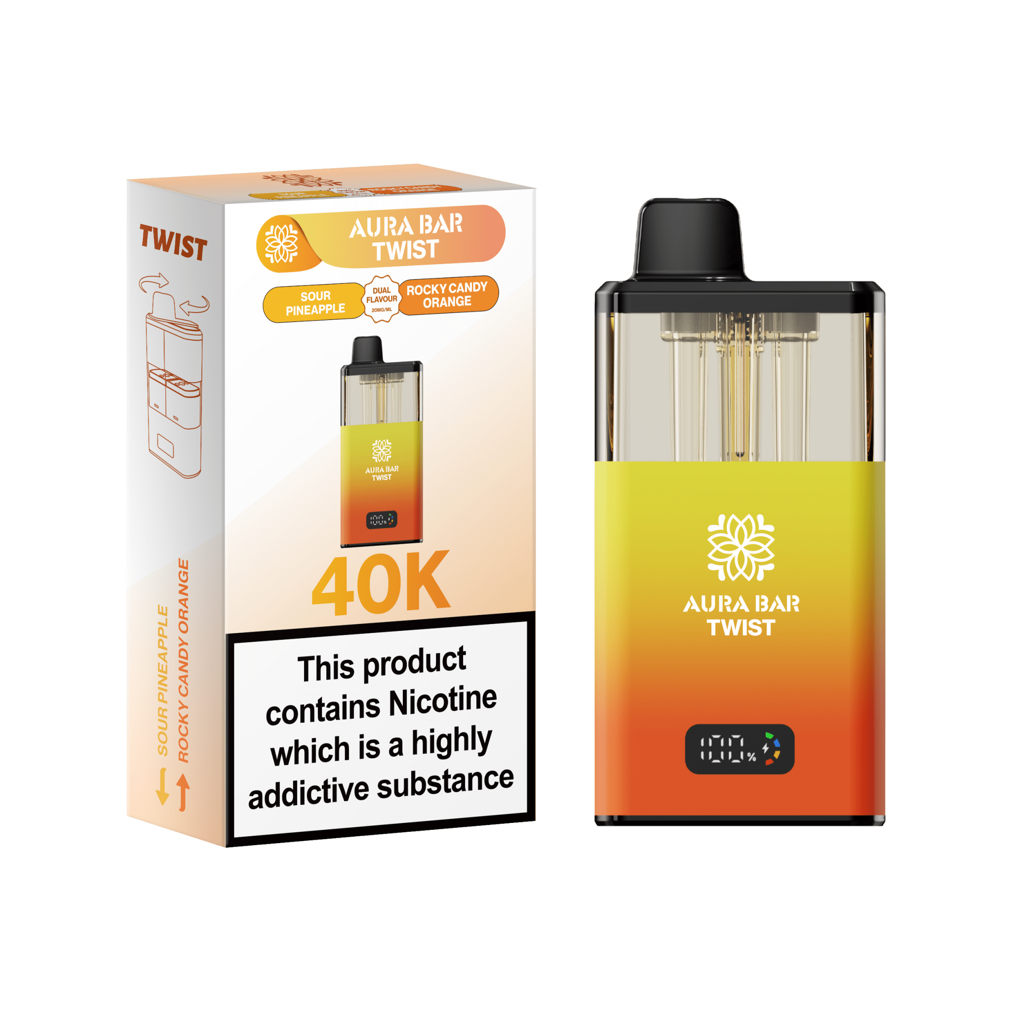 Aura Bar Twist 40k Prefilled Pod Vape Box of 5 | Long Lasting Aura Bar Twist 40k Prefilled Pod Vape Box of 5 | Long Lasting